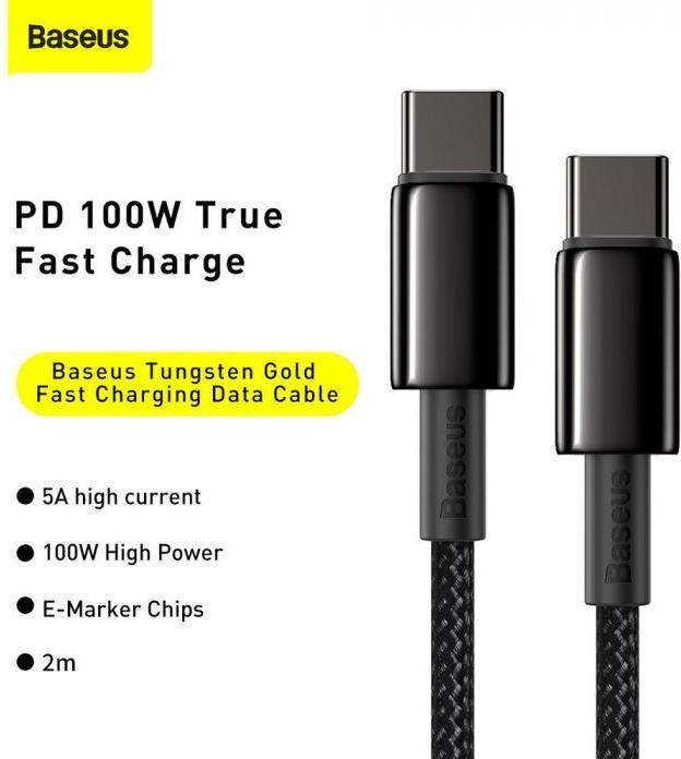 Image du produit Baseus USB C – USB C (2 m, USB 2.0, 100 W)