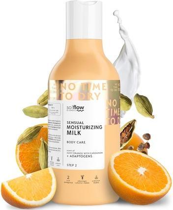 Produktbild SoFlow So!Flow Juicy Orange & Cardamom Sensual Body Milk mit nährenden Mandel- und Sonnenblumenölen für (Körpermilch, 400 ml)