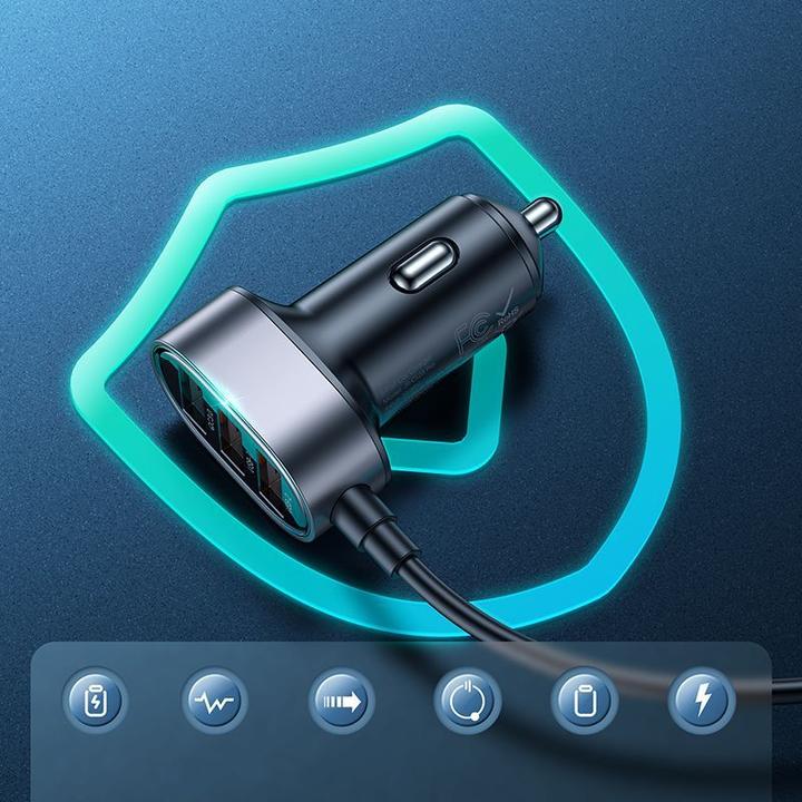 Immagine prodotto Joyroom Caricabatterie da auto veloce con cavo di prolunga 45W 5 x USB-A nero (JR-CL03 Pro)