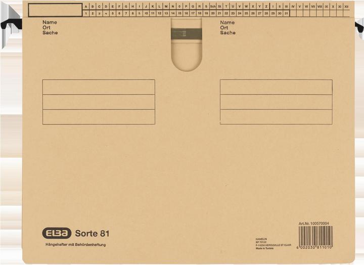 Image du produit Elba dossier suspendu type 81, languette de pliage débordante, carton manille chamois 250 g/m², rail de (A4, 1 x)
