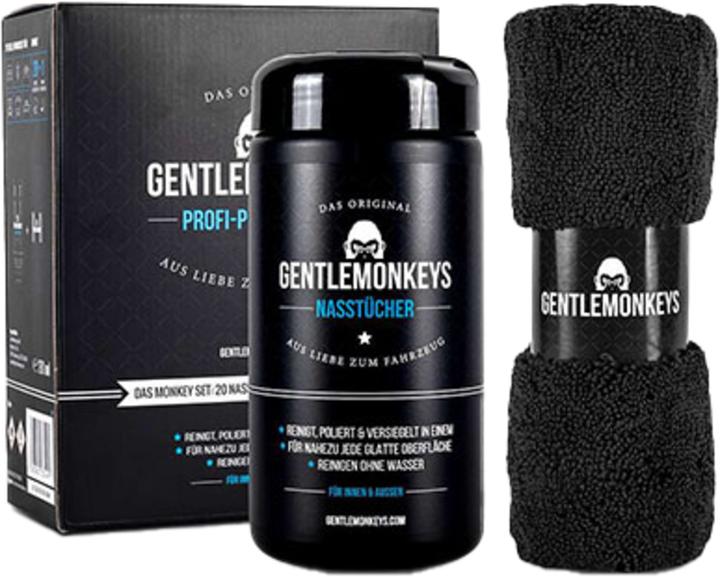 Actual product image Die Höhle der Löwen Gentle Monkeys vehicle cleaner set of 20 wet wipes + microfibre cloth (300 ml)