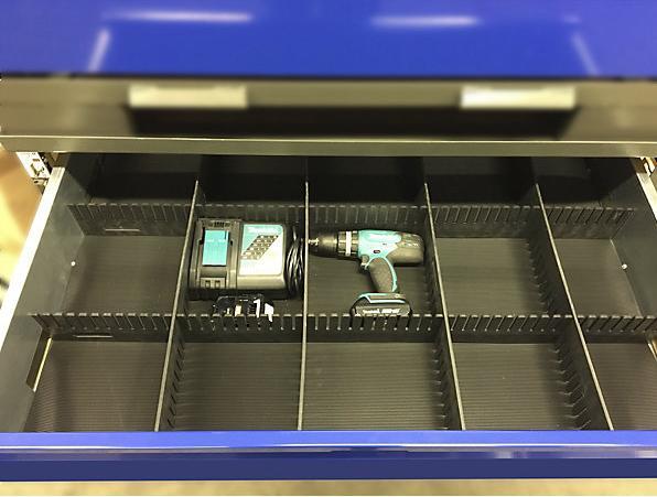 Produktbild Sth-Systeme Gitterbox, mit 3 abschliessbaren Schubladen, aus verzinktem Blech, Fronten blau