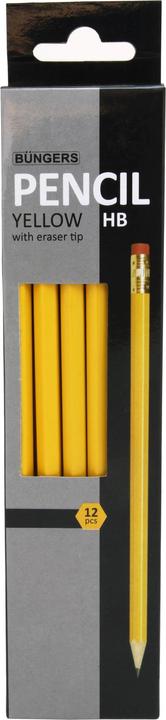 Produktbild Büngers Blyant gul m/viskelaedertop HB (12)
