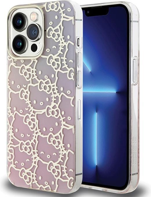 Actual product image Hello Kitty HKHCP15XHCHPEP iPhone 15 Pro Max 6.7" różowy/pink hardcase IML Gradient Electrop Crowded (Apple iPhone 15 Pro Max)