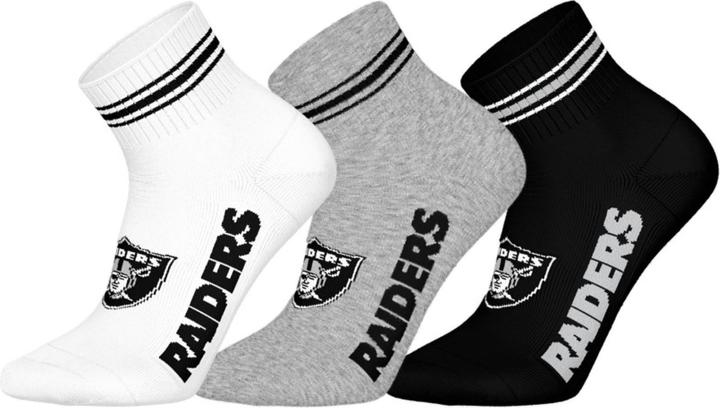 Barefoot Las Vegas Raiders 3pk Quarter Socks 43-46 (43 - 46)