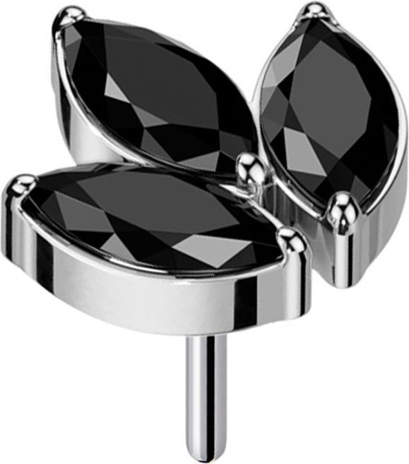 Produktbild Star Piercing Ring silber mit vier Kristallen und einem grossen (ohne MessingTitan G23, ohne MessingChirurgenstahl 316L)