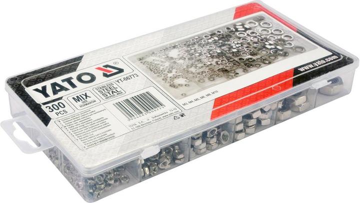 Produktbild Yato Muttern Sortiment 300 tlg. metrisch Edelstahl Muttern rostfrei Sechskantmuttern