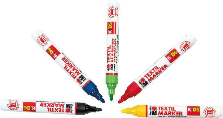 Produktbild Marabu Textilstift KiDS (Grün, Gelb, Schwarz, Rot, Blau, Violett, 3 mm, 5 x)