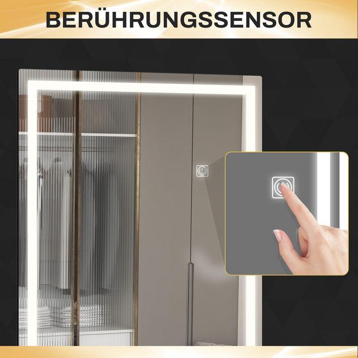 Produktbild Swisshandel24 Wandspiegel 120 x 40 cm Ganzkörperspiegel mit LED-Beleuchtung, 3 Lichtbarben (40 x 120 cm)