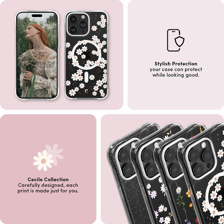 Actual product image Cyrill Cecile MAG iPhone 15 Pro 6.1" Magsafe white daisy ACS06759 (Apple iPhone 15 Pro)