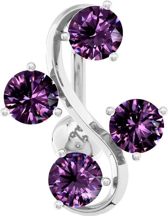 Actual product image Star Piercing Banana silver with ball Vine with four purple crystals (Surgical steel 316L, Brass)