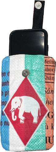 Immagine prodotto Bekos Upcycling - Cover per smartphone con linguetta da borse riciclate Patchwork Elephant M (Universale)