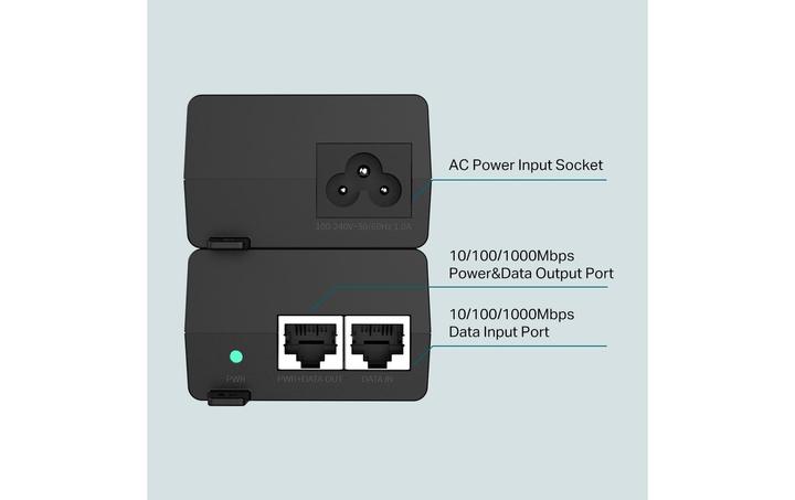 Image du produit TP-Link Adaptateur d'injecteur PoE+ TL-POE160S Ethernet LAN (RJ-45) Ports 1x10 (802,3at (PoE+), 802.3af (PoE), 30 W)