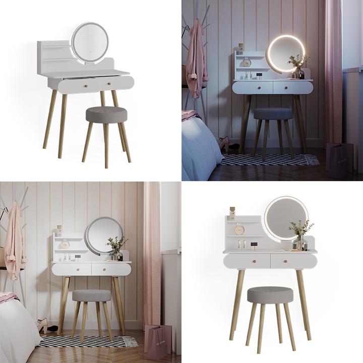 Actual product image Vicco Edda with stool and lighting (80 x 40 x 121 cm)