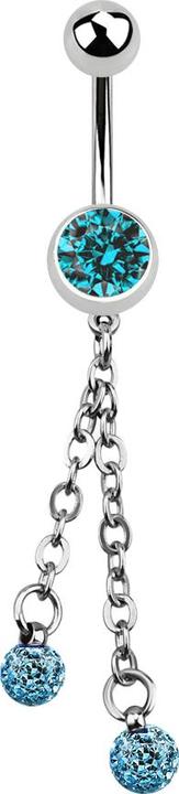 Immagine prodotto Star Piercing Banana argento con catena e due sfere di cristallo acqua (Acciaio chirurgico 316L, senza ottone)