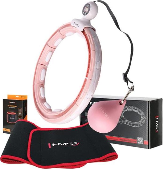 Actual product image HMS Magnetic Hula Hoop Set Pink Hhm15 With Counter + Slimming Belt Br163 Red