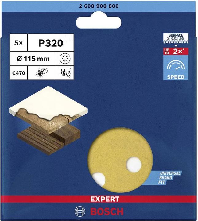 Actual product image Bosch Professional Zubehör Expert C470 Sandpaper with 8 holes for random orbital sander, 115 mm, G 320, 5 pcs. (320)