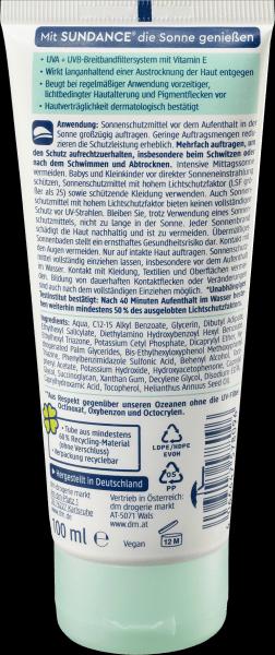 Actual product image dm Sundance Sensitive sun cream SPF 30 (Suntan cream, SPF 30, 100 ml)