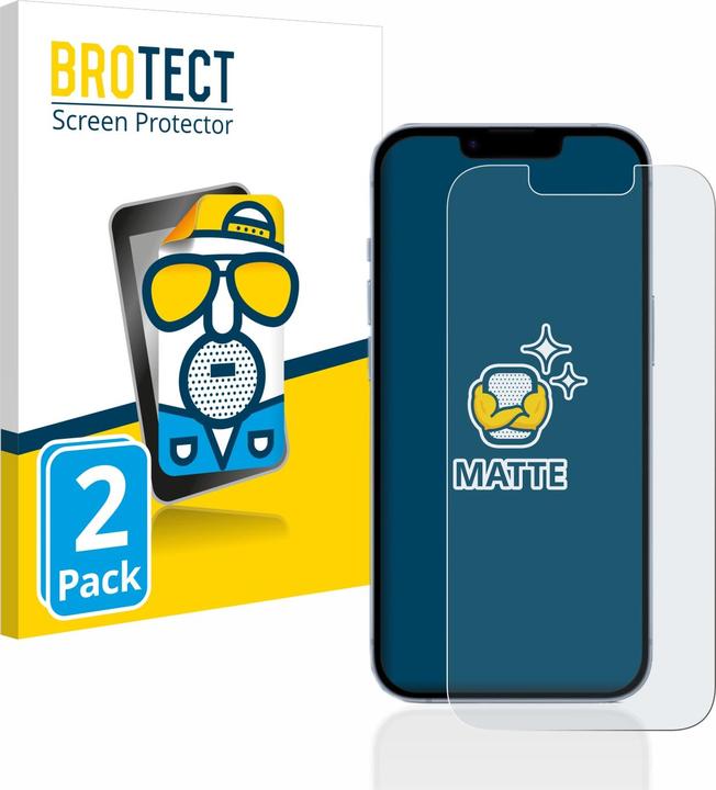 BROTECT Entspiegelungs-Schutzfolie Displayschutz Matt (2 Stück, Apple iPhone 14)