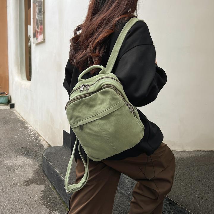 Produktbild Only-Bags.Store Casual Rucksack, geeignet für High School und College-Studenten, solide Farbe Canvas Rucksack