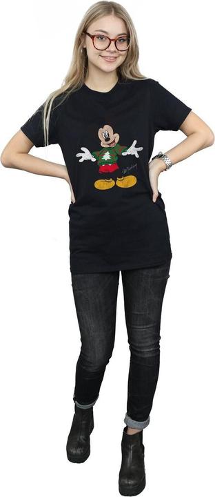 Actual product image Disney Womens/Ladies Mickey Mouse Christmas Jumper Cotton Boyfriend T-Shirt (XXL)