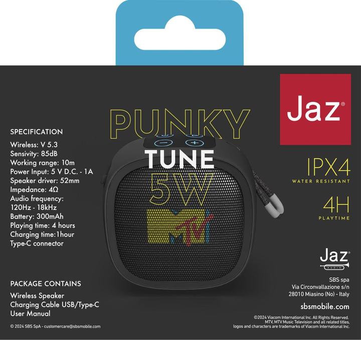 Actual product image JAZ PUNKY TUNE - 5W wireless speaker in collaboration with MTV (4 h)