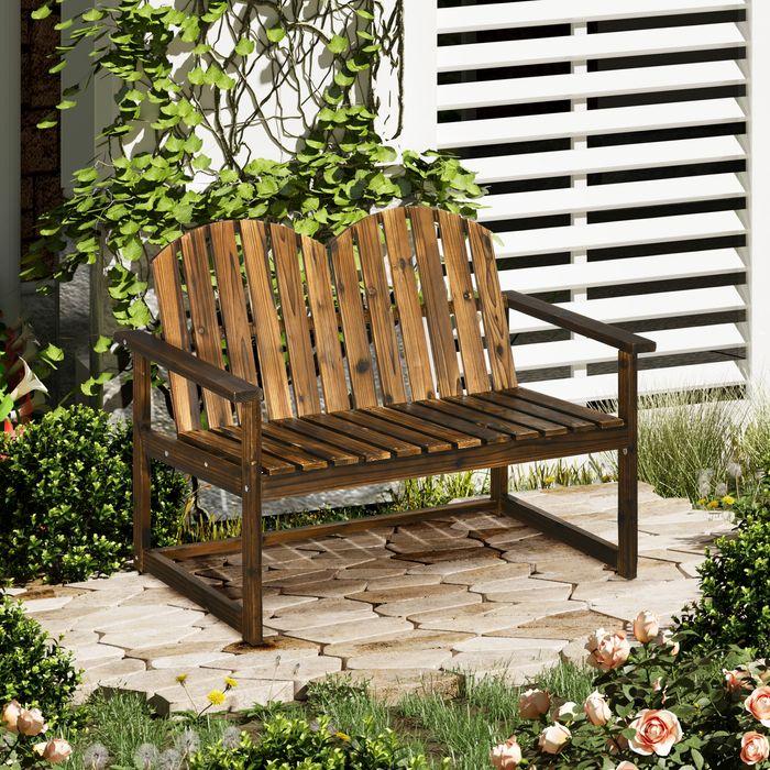 Image du produit Swisshandel24 Banc de jardin, banc 2 places, banc en bois avec dossier, accoudoir, banc de parc, peut supporter