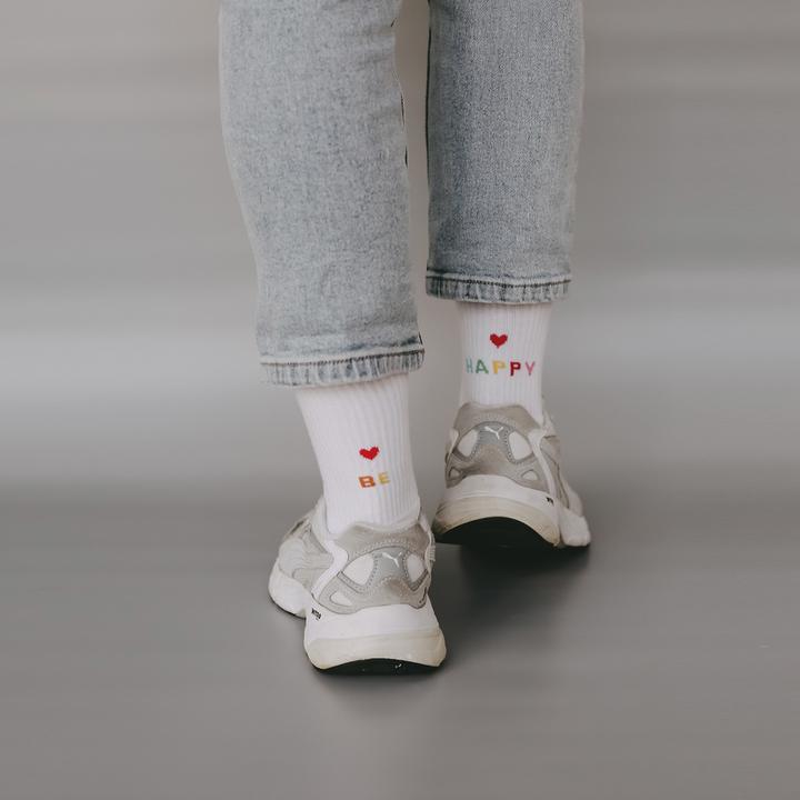 Image du produit Eulenschnitt Socken be happy weiss M Gr.39-42 (39 - 42)
