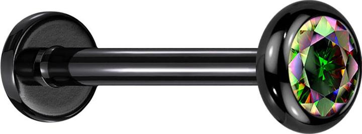 Produktbild Star Piercing Micro Labret Innengewinde schwarz Scheibe abgerundet schwarz Kristall dunkel multicolor (ohne Messing, Titan G23)
