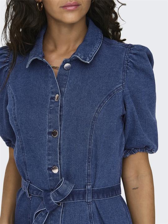 Image du produit Only Coupe normale Col rond Poignets élastiques Manches bouffantes Robe courte Robe en jean (S)