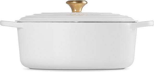 Image du produit Le Creuset Cocotte Signature Ovale, 31Cm, BlancM. Pommeau doré Gu (31 cm, Cocotte + faitout, Fonte)