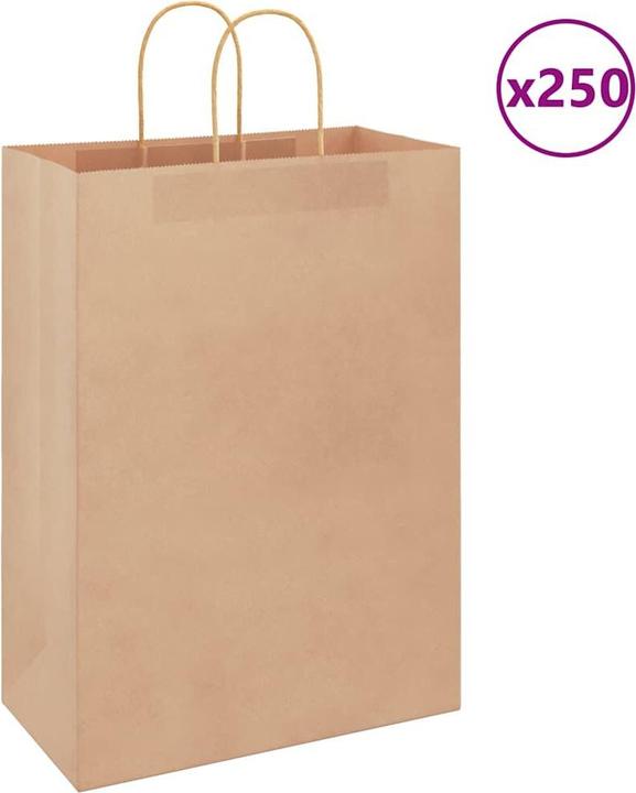 Actual product image VidaXL Kraft paper bags 250 pcs. with handle brown 32x17x44 cm paper bag (Gift bag, 250 x)