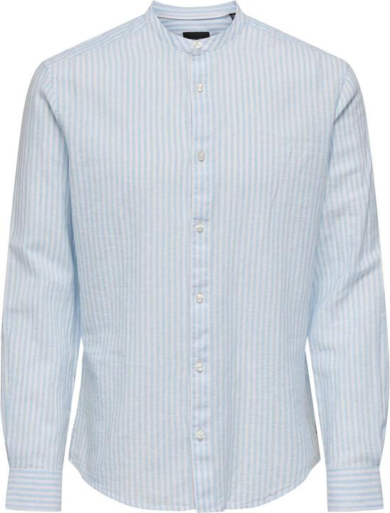 Only & Sons Onscaiden Ls Mao Stripe Linen Shirt Noos Hemd