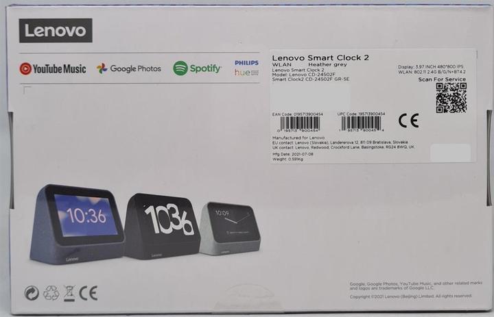 Actual product image Lenovo Smart Clock 2