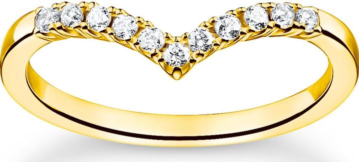 Thomas Sabo Ring V Form mit Weissen Steinen Gold