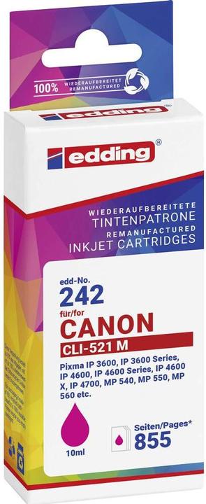 Actual product image Edding Printer cartridge replaces Canon CLI-521M Compatible Magenta EDD-242 18-242 (M)