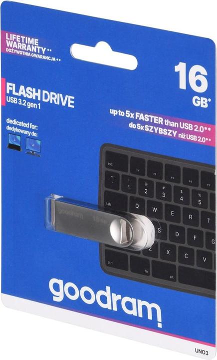 Produktbild Goodram USB UNO3-0160S0R11 USB flash drive USB Type-A 3.2 Gen 1 (3.1 Gen 1) Silver (16 GB, USB-A)