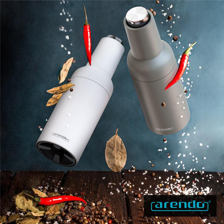 Produktbild Arendo Salz- & Pfeffermühle Elektrisch 2er Set, Gewürzmühlen, Edelstahl, einstellbar, Batteriebetrieben (Pfeffer, Kräuter, Salz)