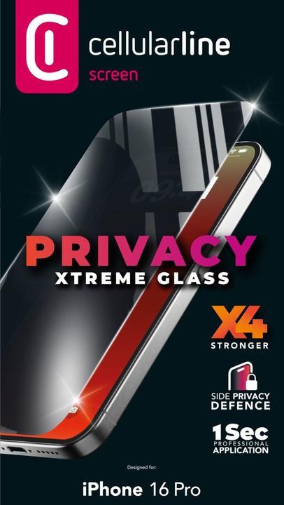 Immagine prodotto Cellularline Xtreme Glass Privacy (1 Pezzo/i, Apple iPhone 16 Pro)