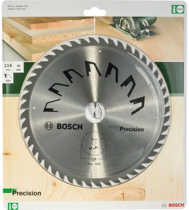 Image du produit Bosch Zubehör Lame de scie circulaire PRECISION D= 216 mm Alésage= 30 mm Z= 48