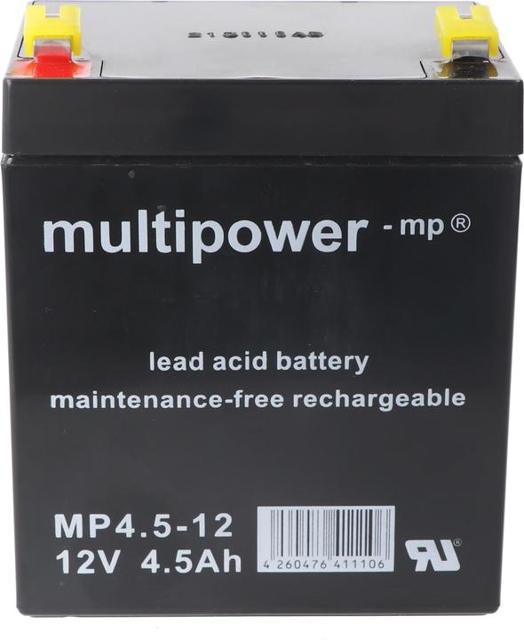 Actual product image Multipower Battery MP4.5-12 t with 4.8mm Faston connector (12 V, 4.50 Ah)