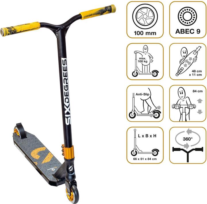 Produktbild Six Degrees Stuntscooter 100 mm schwarz-kupferbraun