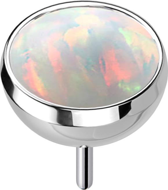 Produktbild Star Piercing Threadless Halbkugel silber mit Opal weiss (ohne Messing, Titan G23)