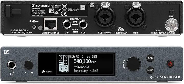 Actual product image Sennheiser EW IEM G4-TWIN-G Sets for wireless surveillance systems 566 - 608 MHz LED