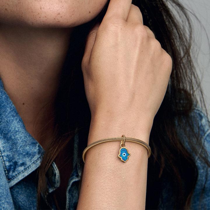 Immagine prodotto Pandora Ciondolo Mano di Fatima blu iridescente (Metallo placcato oro giallo)