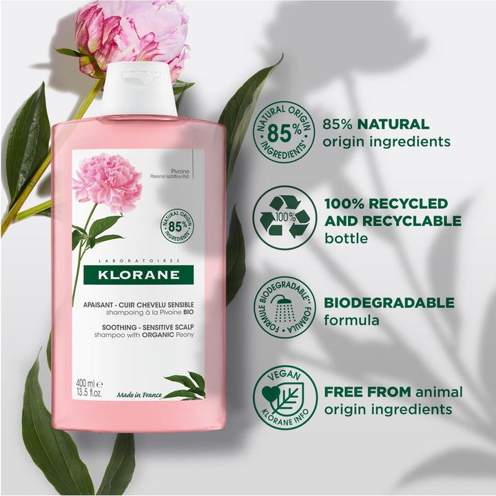 Image du produit Klorane Shampooing apaisant à la pivoine BIO (400 ml, Shampoing liquide)