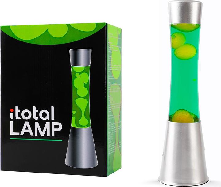 Actual product image Total Juggling iTotal - Lava Lamp 40 cm - Silver Base, Green Liquid and Yellow Wax (XL2346)