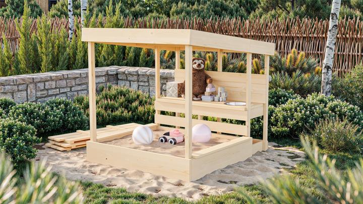 Produktbild Karibu Sandkasten Max mit Dach und Matschküche
