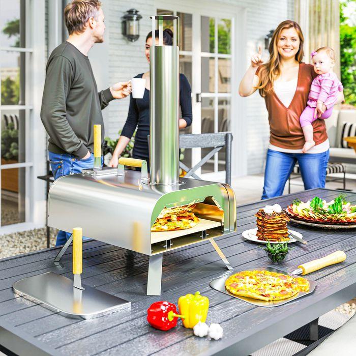 Produktbild Swisshandel24 Outdoor Pizzaofen Holzbefeuerter Pizza Ofen Edelstahl, Pizzastein (Pizzaofen Holz)