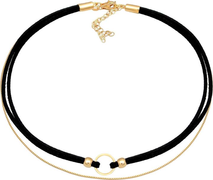 Image du produit Elli Collier Choker Cercle Cuir Vénitien Set 925 Argent (Argent sterling 925, Similicuir, Pas de pierre, 32 cm)